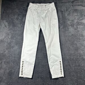 Soft Surroundings Metro Pants Size S Denim Snap Ankle White Yacht Money Classic